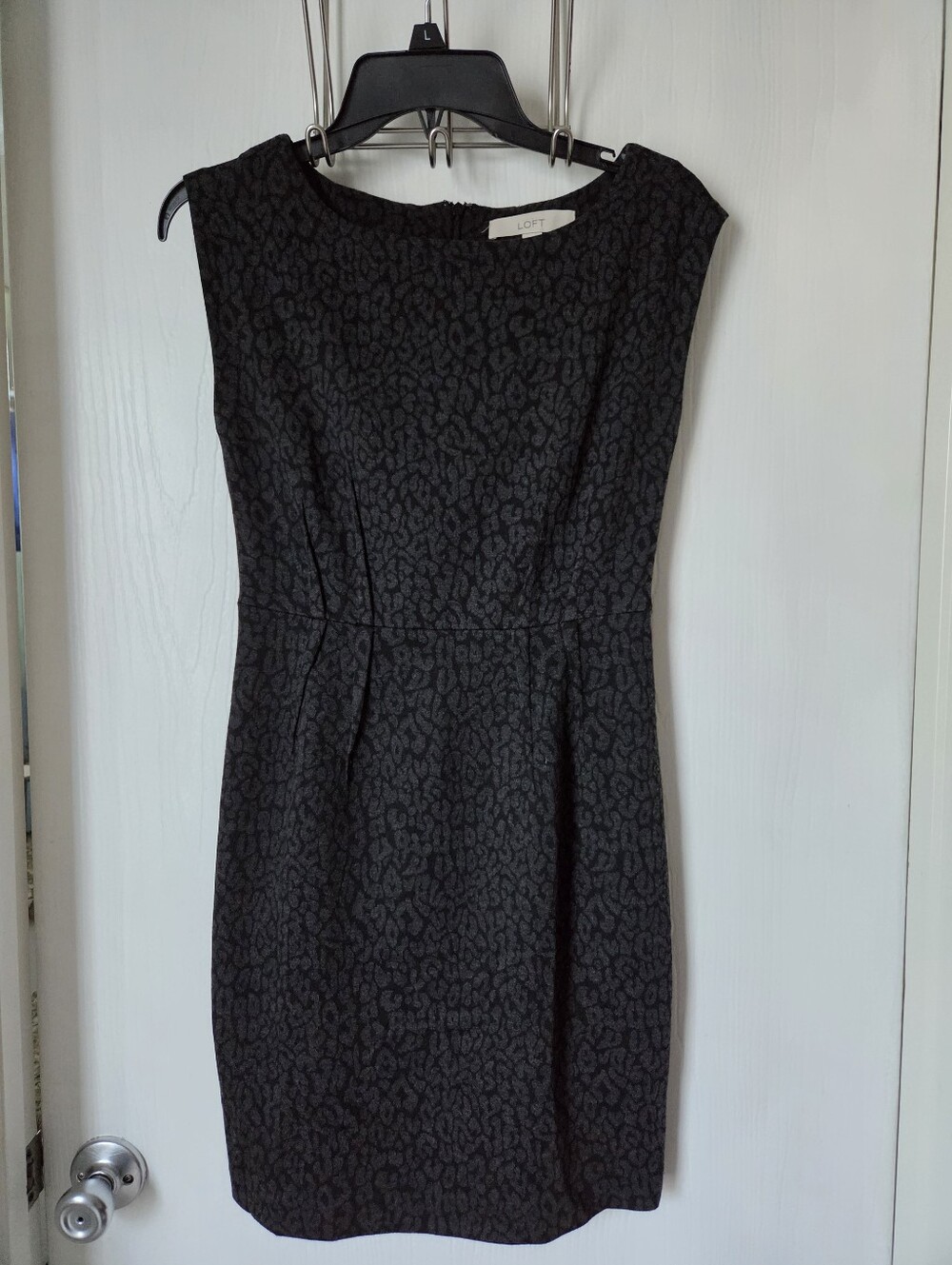 LOFT Charcoal Cheetah Print Sheath Dress